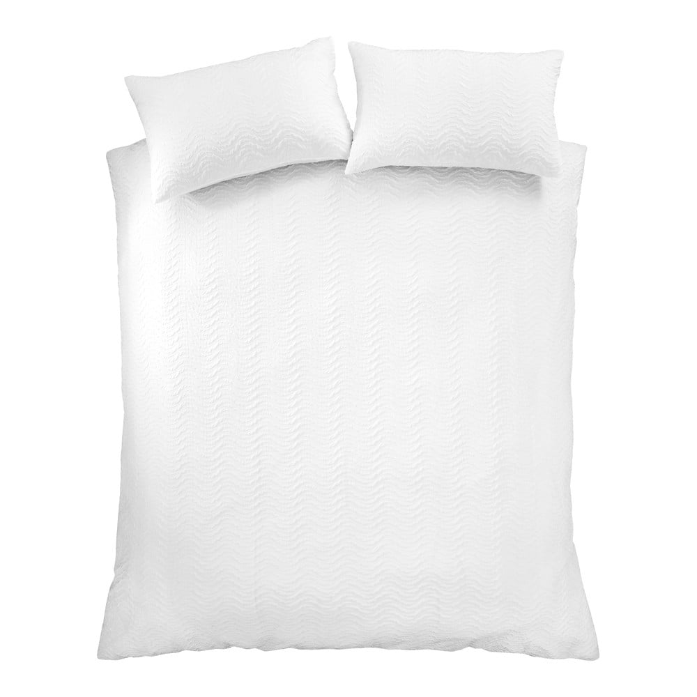 Fehér egyszemélyes krepp ágyneműhuzat 135x200 cm Heatset Wave – Catherine Lansfield