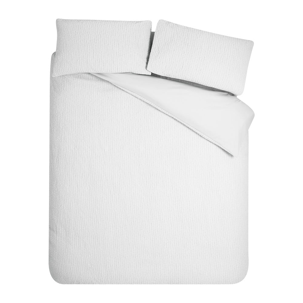 Fehér kétszemélyes krepp ágyneműhuzat 200x200 cm Crinkle Seersucker – Catherine Lansfield