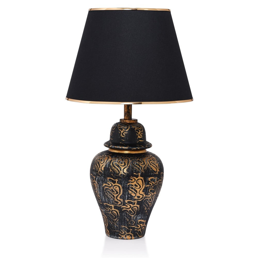 Fekete asztali lámpa textil búrával (magasság 54 cm) Derin – Opviq lights