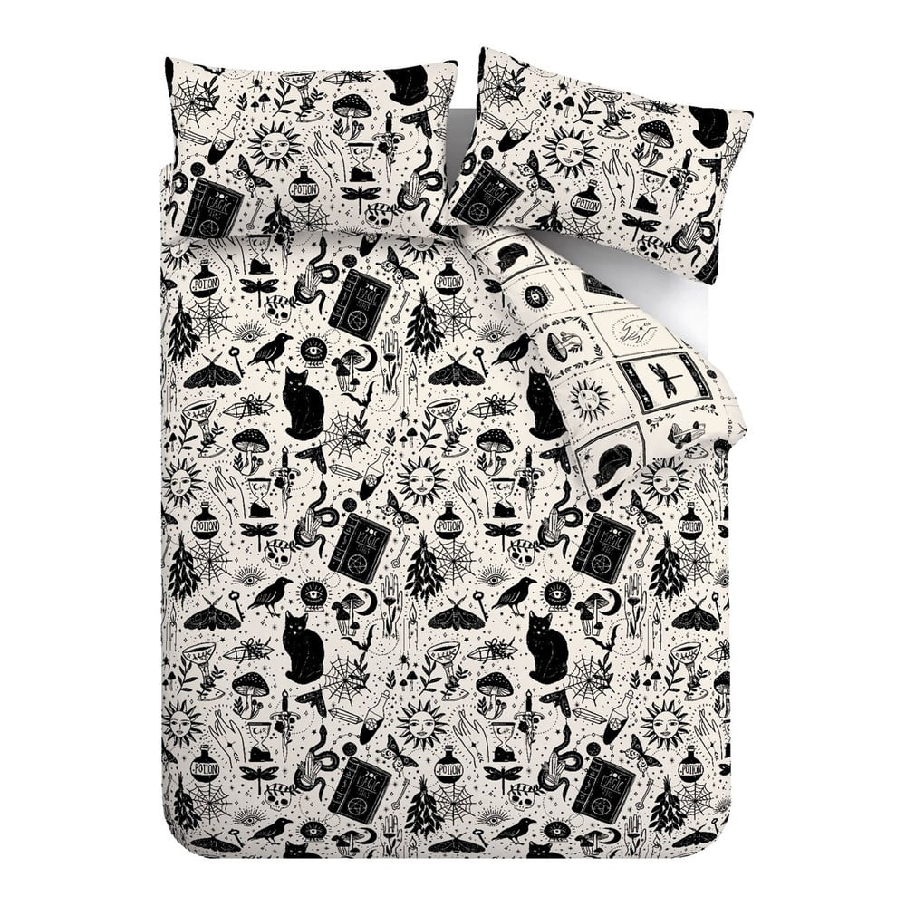 Fekete-bézs egyszemélyes ágyneműhuzat 135x200 cm Enchanted Witchcraft – Catherine Lansfield