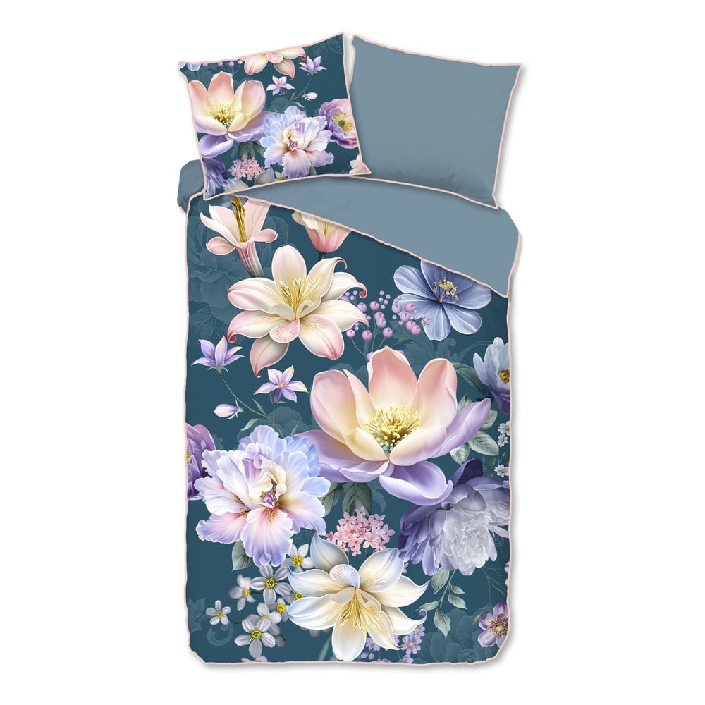 Kék egyszemélyes-hosszabbított pamut-szatén ágyneműhuzat 140x220 cm Mirery – Descanso