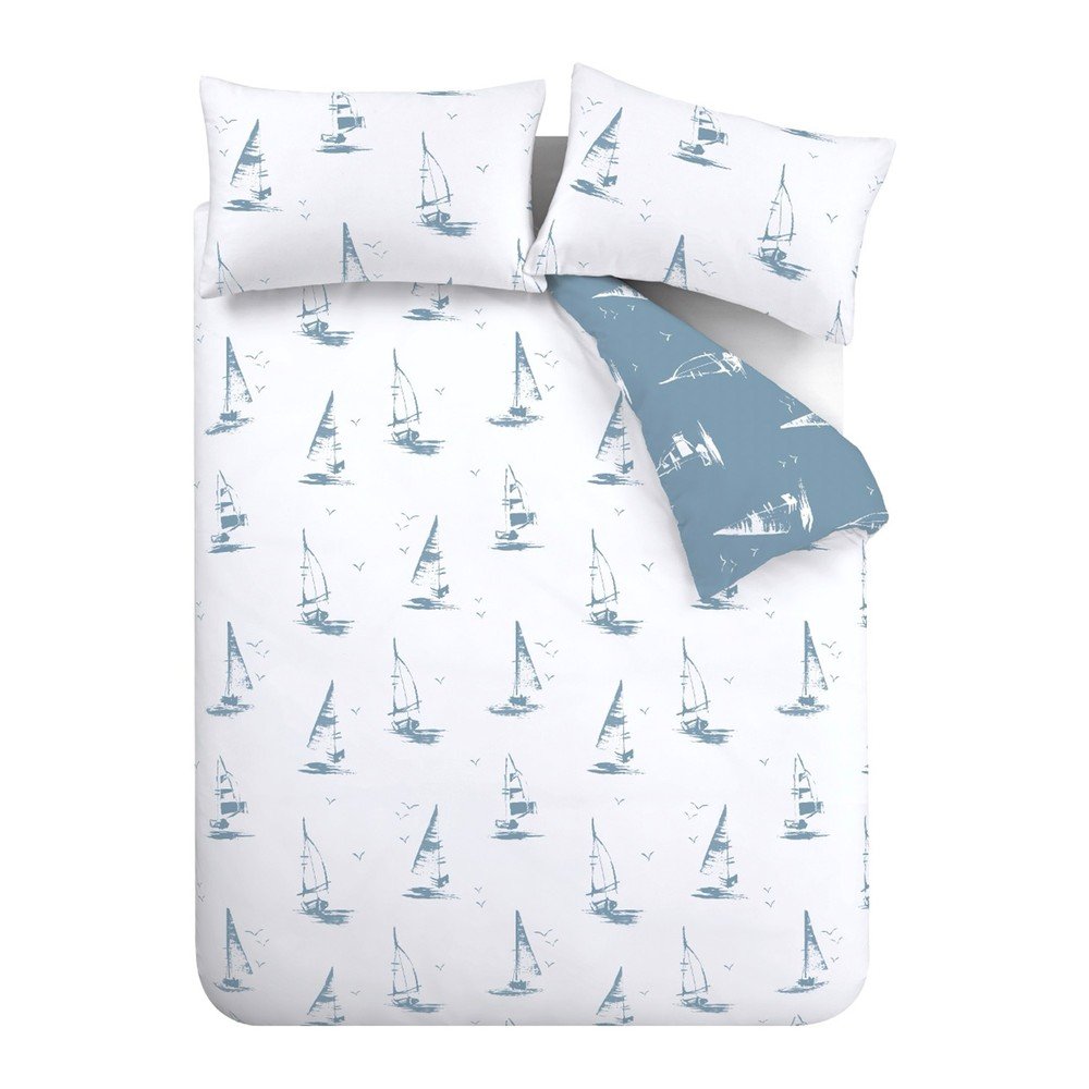 Kék kétszemélyes háromrészes ágyneműhuzat 200x200 cm Salcombe Boats – Catherine Lansfield