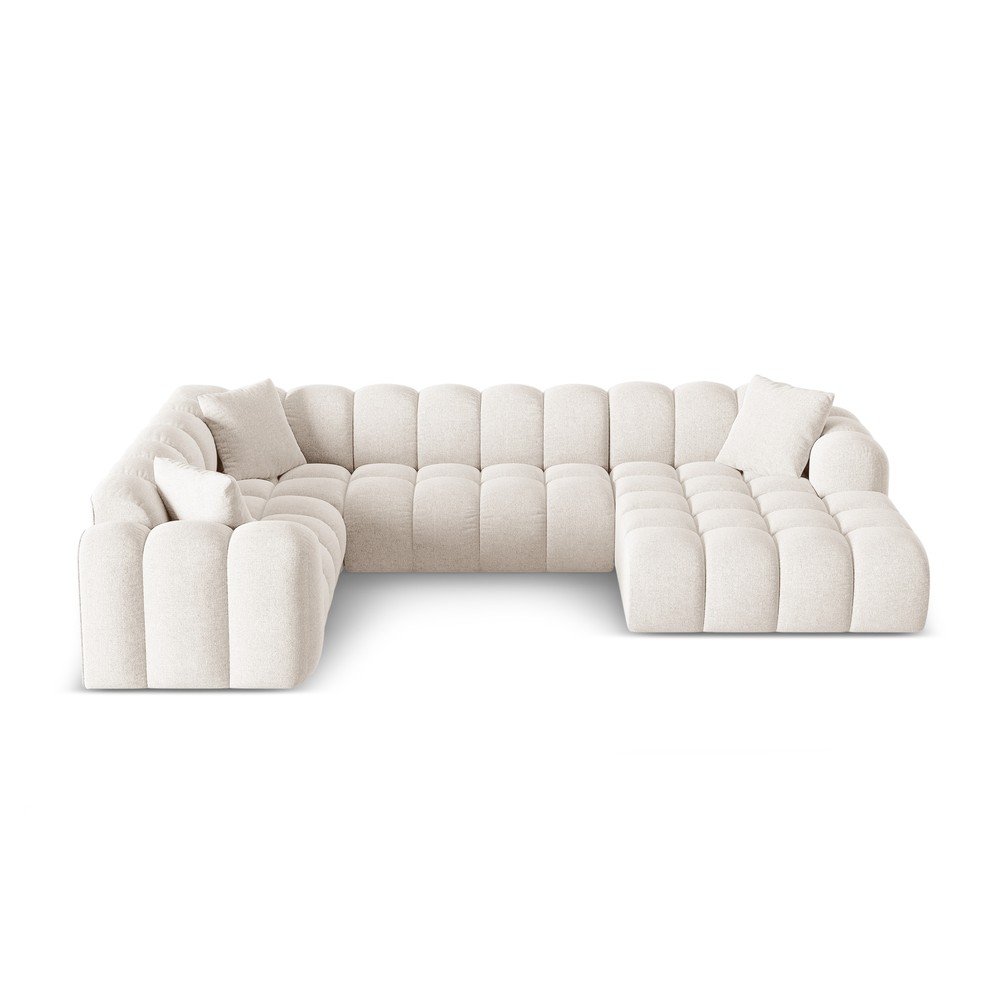 Krémszínű zsenília sarokkanapé (bal oldali-U alakú) Treno – Cosmopolitan Design