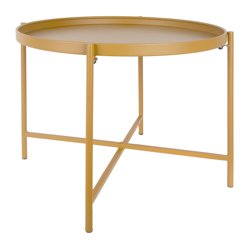 Okkersárga fém kerek dohányzóasztal ø 50 cm Meseta  – Leitmotiv