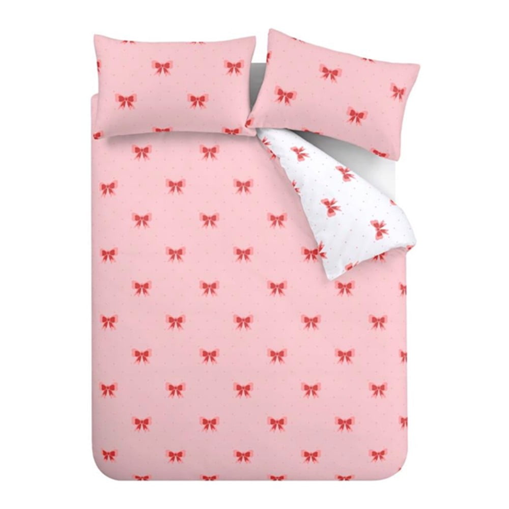 Rózsaszín egyszemélyes ágyneműhuzat 135x200 cm Dotty Bows – Sassy B