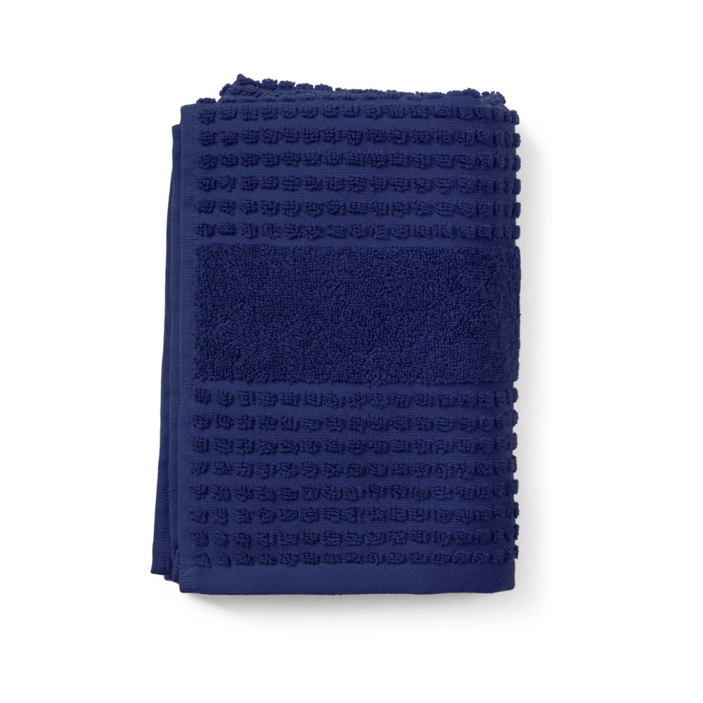 Sötétkék frottír bio pamut törölköző 50x100 cm Check – JUNA