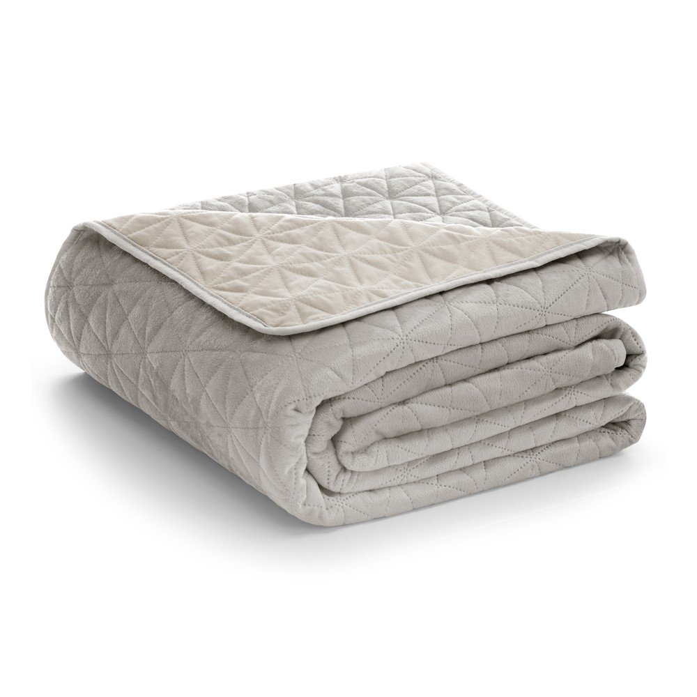 Szürkésbézs bársony steppelt ágytakaró 170x210 cm Laila – Restilo