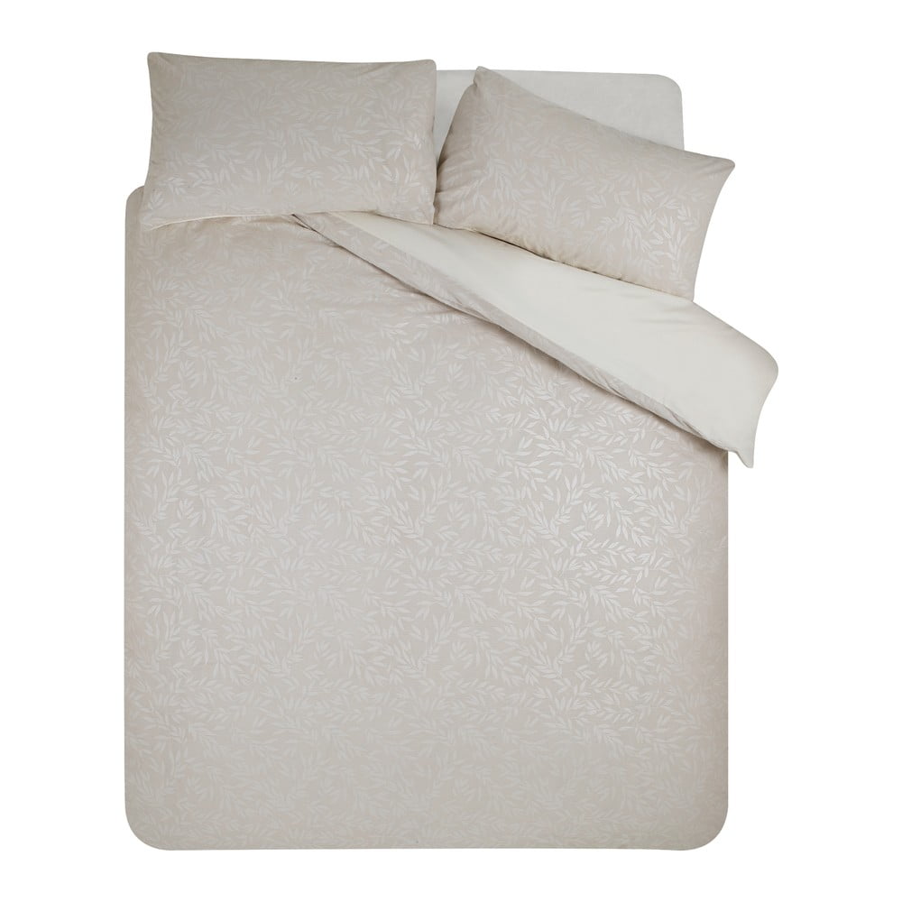 Szürkésbézs egyszemélyes jacquard ágyneműhuzat 135x200 cm Corded Leaves – Catherine Lansfield