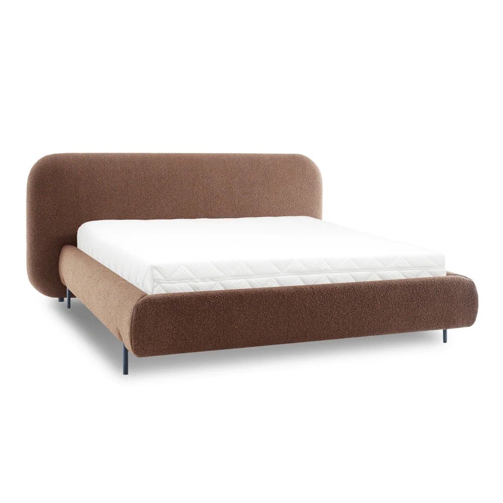 Terrakotta színű kárpitozott ágyneműtartós franciaágy ágyráccsal 160x200 cm Pointt – ELTAP