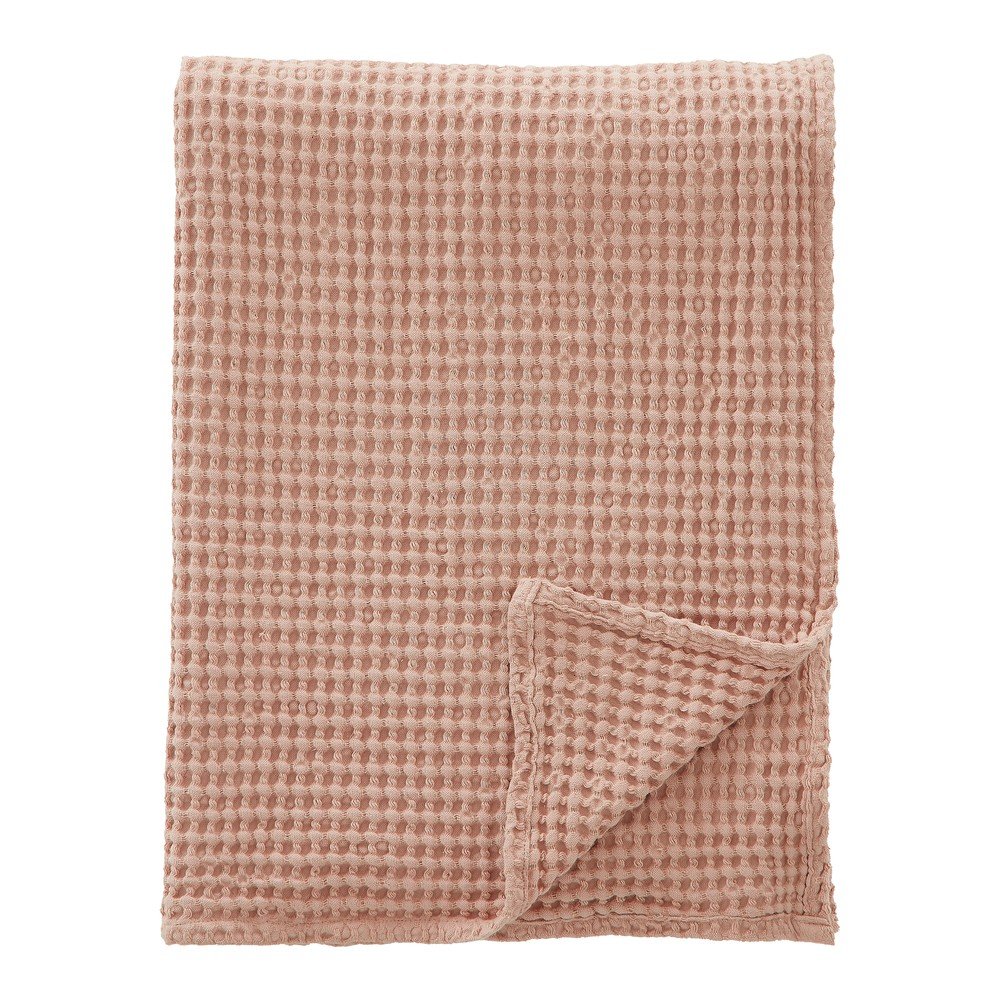 Törtrózsaszín pamut takaró 150x200 cm Jaipur Chunky Waffle – Pineapple Elephant