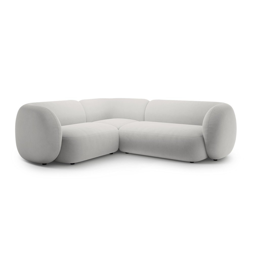 Világosszürke bársony sarokkanapé (bal oldali-L alakú) Kate – Micadoni